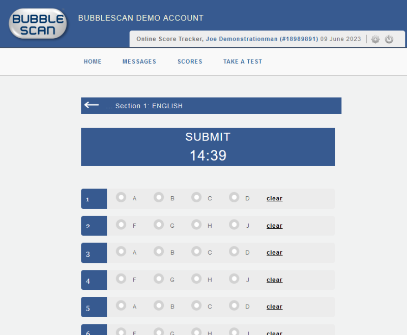 Online Answer Sheet